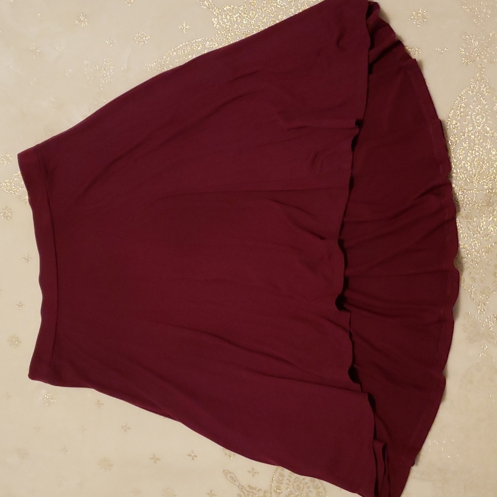 Wine colored Maxi Skirt, High Low Hem